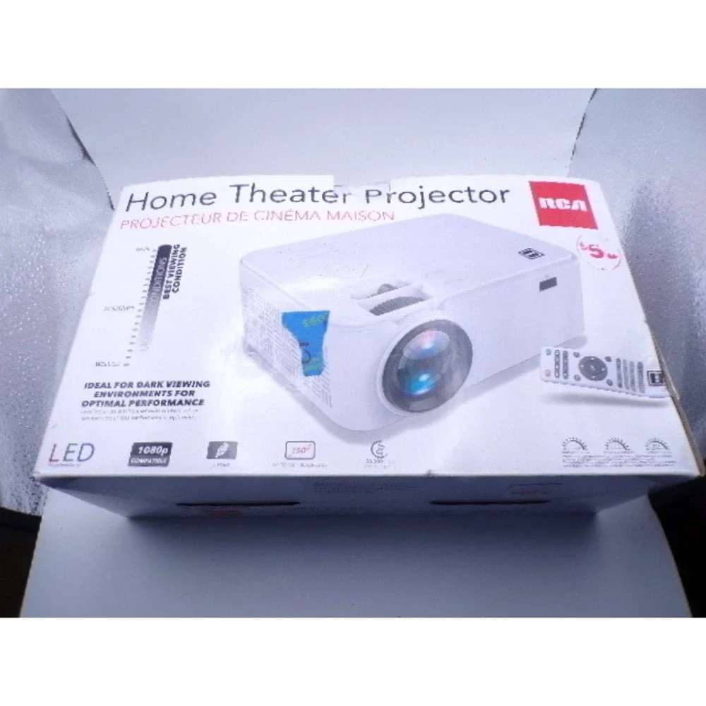 RCA Home Theater Projector LED 1080p‎ Compatible White Remote Control